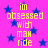 A static image with a bright pink background filled with blue stars, featuring yellow text reading "im obsessed with man ride" repeated twice in a vertical layout.