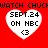 Red background with repeated black text and four white heart-shaped icons containing date, network, and symbol text.