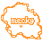 nine pixelated icons with orange borders, each displaying the word 'mecky' in orange text and a small heart below it on a white background