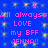 Blue background with yellow sparkles and pink text repeating 'I will alwaysss love my BFF JENNA!!' in two