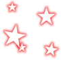White five-point stars with colored outlines in red, yellow, and blue on a white background; one gray rectangle partially covers the bottom-right corner.