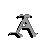 Three pixelated letters A, f, and C in gray with black and white outlines on a gray background.