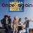Animated sequence showing a group of people in a scene with changing text overlays: 'Once again', 'Favorite', and 'movie' appear sequentially above the group.