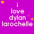A purple background displays repeated text "i love dylan larochelle" with yellow and purple stars scattered around, showing animation changes in star positions across frames.