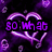 Purple neon-style heart outlines with text overlays on a dark purple patterned background, featuring repeated heart and circle motifs.