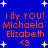 Blue background with white stars and orange text reading 'I lily you! Michaela Elizabeth <3' in four identical quadrants.