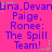 A bright pink background displays repeated text in blue and purple with green star-like animations, showing variations between two states.