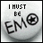 A circular icon with 'I MUST EE' text above 'EMO' and a star symbol, displaying color variations across frames.