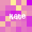 Pixelated of pink and purple squares with four instances of the text 'Kate' in white, each positioned over a different section of the patterned background