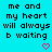 Pixelated cyan background with repeated black text and pink heart symbols arranged in a pattern