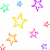 Pixelated pink text "I love you" with scattered colorful stars on white background, gray rectangle in bottom-right corner.