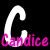 Two stylized 'C' shapes with the text 'Candice' beneath each, one white and one pink on a black background.