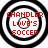 Four circular black-and-white target patterns with red text reading "CHANDLER LOVE'S SOCCER" overlaid, arranged in a
