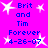Bright pink background with blue text reading "Brit and Tim Forever 4-26-07" and white star shapes scattered throughout the image.