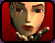 A pixelated character with light skin and red eyes appears in four against a solid red background, showing mouth and hand position changes