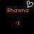 Pixelated orange text 'Shawna' appears twice on black background with white heart symbol above left text and orange smiley face below each text.