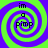 Four identical spiral patterns with green and purple hues, each containing the text 'im a pimp' in black pixelated font.