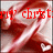 Red text reading 'merry christ: happy de' appears over a blurred red-and-white background with two white heart shapes at the bottom.