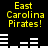 Yellow text reading 'East Carolina Pirates!' appears in two above white horizontal bars on a black background, with the lower of bars changing position between frames