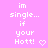 Pixelated text on pink background with heart symbol, showing 'im single... if your Hott!' in white block letters.