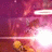 Pixelated abstract composition of magenta, pink, and orange hues with bright white horizontal bands across the image.