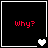 Four black square with white borders display red 'why?' text and changing heart symbols in a