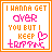 Pixelated text and heart symbols in orange, pink, and white with an animated color change.