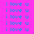 cyan "i love u" text on a bright pink background with three light pink highlighted