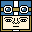 Pixelated avatar with blue and gold headgear, beige face, black eyes and mouth; two variations show different facial expressions.