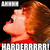 Pixelated image of a person with light brown hair and red clothing, showing a side profile with mouth open in a shout, text "HAFOERRRR!" below.