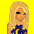 Pixel art of a blonde woman in star-themed clothing with blue text reading 'Your Kissez Are My Life When Like The Starz Things Get Dark They Light Up' on yellow background.