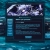 Pixelated blue-toned interface with dark rectangular sections containing indistinct text-like patterns and a lighter horizontal band at the top.