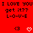 Red background displays repeated text and heart symbols with animated heart variations across frames.