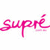 Pixelated pink cursive text 'Supr' on white background with faint light blue and pink pixel artifacts.