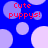 Blue background with light purple circles and red text reading "Cute puppies!" in four locations.
