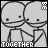 Pixelated stick figures in grayscale with subtle facial expression changes and text variations across frames.
