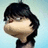 Pixelated cartoon-style character with black hair, light skin tone, and a neutral expression against a gradient background.