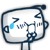 Pixelated cartoon character with blue outline, white face, and single blue tear on left cheek; mouth shows distressed expression with jagged lines.
