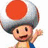 Two pixelated cartoon characters with mushroom caps, one orange and white, the other pink and white, waving against a plain background.