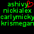 Green pixelated text on black background with red heart symbol above 'ashivy' in top-left corner, repeated across multiple and