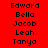 Red background with black text listing names in three , where one 's background changes from red to white for specific