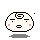 Pixelated circular character with spiral hair, pink cheeks, and mouth changing between open and closed states