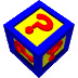 blue-bordered yellow cubes with red question marks on each face, rotating in a arrangement against a gray background