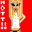 Pixel art contact sheet of two animated frames showing a blonde woman in white top and black bottoms against red background with vertical "HOT!!" text.