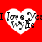 Red background with four white heart shapes containing black text reading "I Love You Wyfe" in a pixelated font.