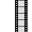 Two vertical black film strips with white rectangular frames and sprocket holes on a light gray background.