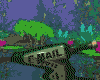 Pixelated landscape with green trees, purple sky, and blue water features, featuring repeated 'E-MAIL' text on dark brown shapes.