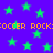 Green stars float on a purple background with orange text repeating 'SOCCER ROCK:SOCCER ROCK:' across the image.