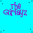 identical purple text icons on a cyan background with scattered black dots, one partially obscured by a gray rectangle