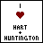 Pixelated icon with white background showing 'I' above red heart symbol, followed by 'HART + HUNTINGTON' text in black block letters.